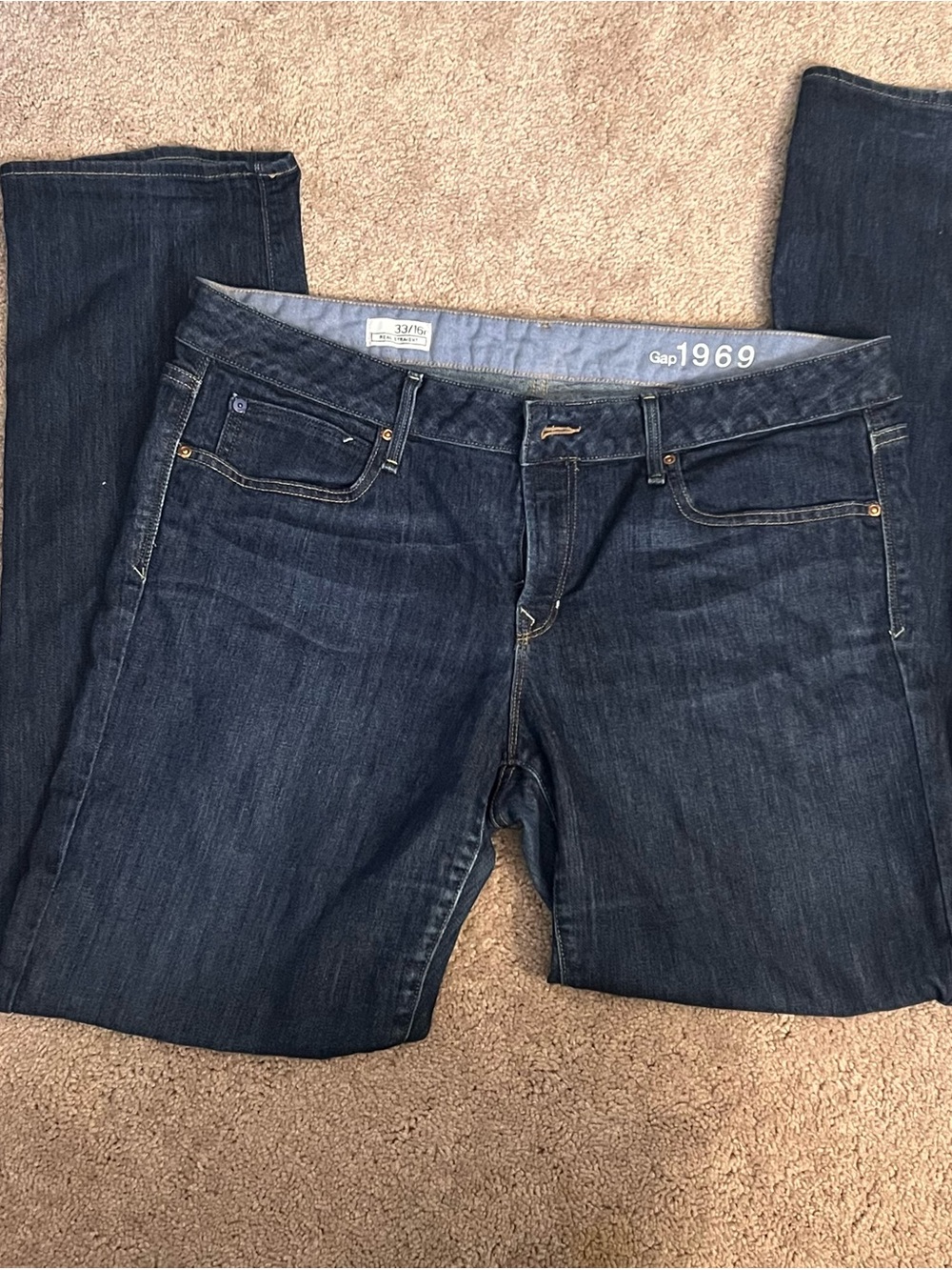 GAP 1969 Real Straight 16 R Women's Dark Blue Denim Jeans